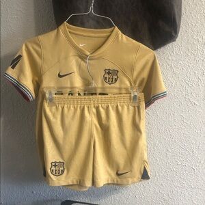Nike Kids Gold Soccer Jersey and Shorts